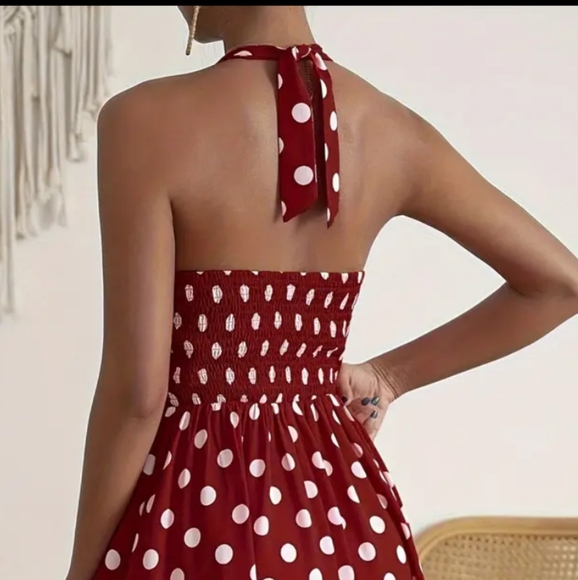 Poka Dot Haulter Neck Dress - Picture 7 of 11